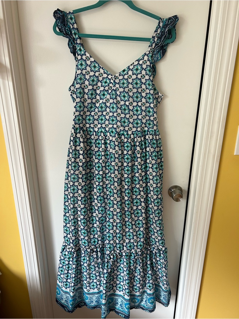 Lucky Brand Teal & Navy Floral Ruffle Strap Sundress